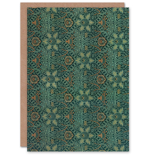 William Morris Ispahan Pattern Arabesque Textile Greetings Card