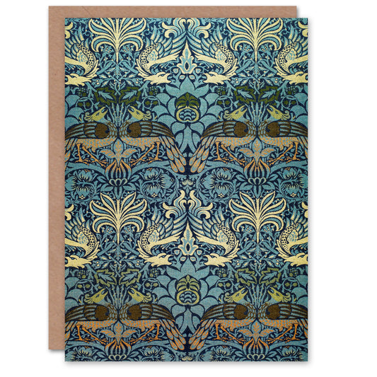 William Morris Peacock and Dragon Pattern Greetings Card