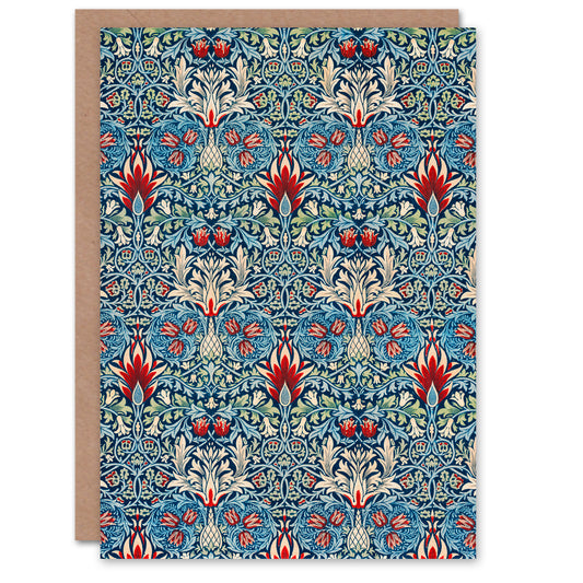 William Morris Snakeshead Flower Pattern Greetings Card