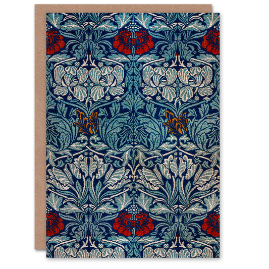 William Morris Tulip and Rose Floral Pattern Greetings Card