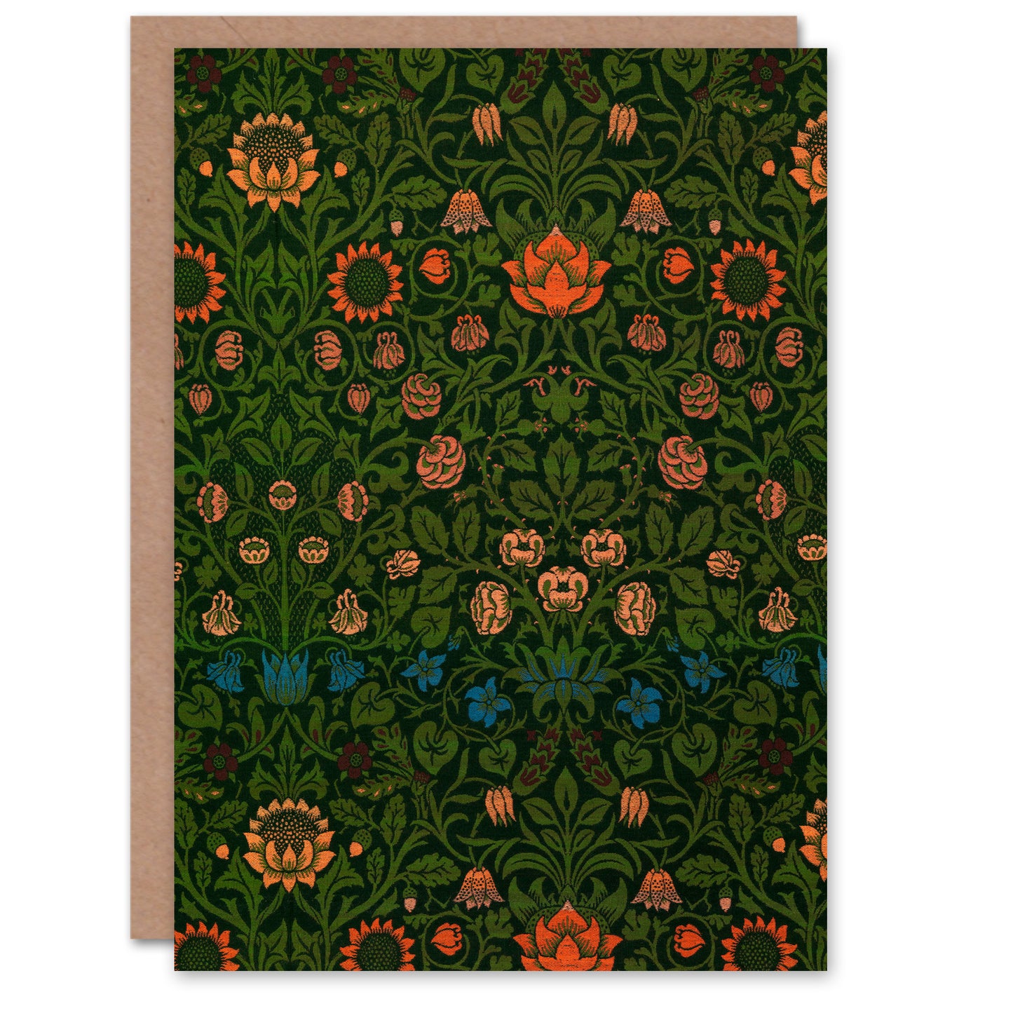 William Morris Violet and Columbine Floral Pattern Greetings Card