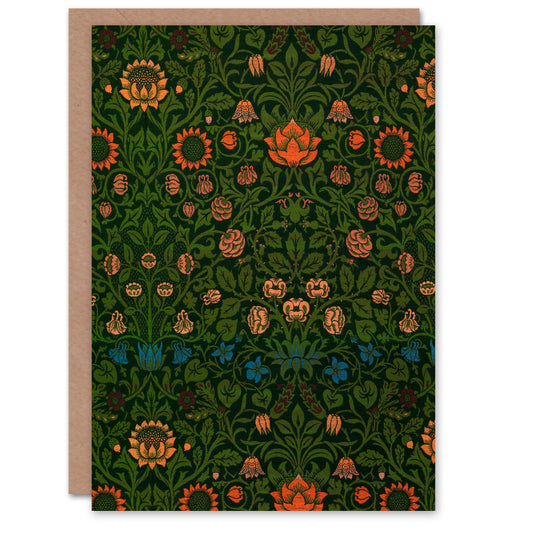 William Morris Violet and Columbine Floral Pattern Greetings Card