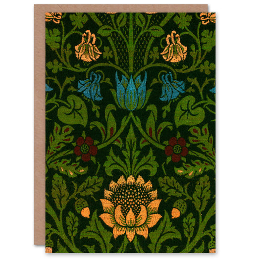 William Morris Violet Columbine Flower Detail Greetings Card