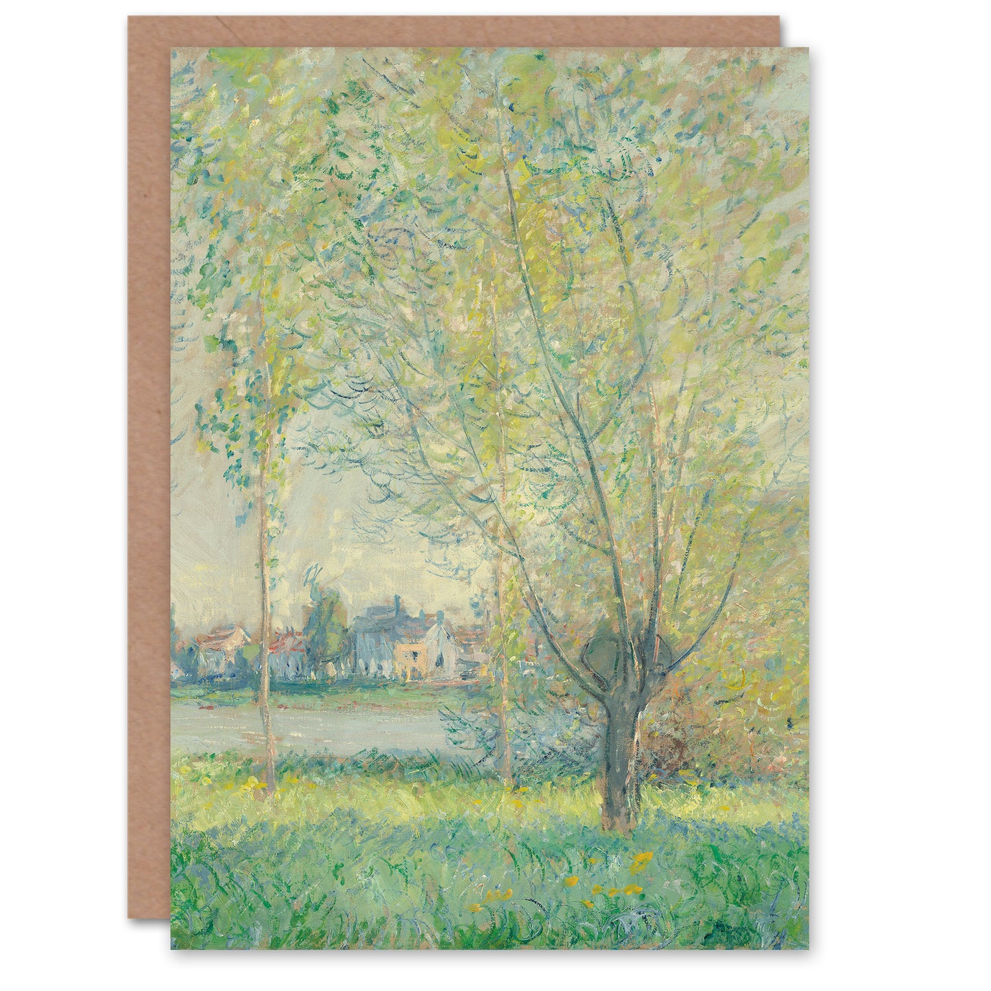 Claude Monet The Willows Landscape Painting Greetings Card
