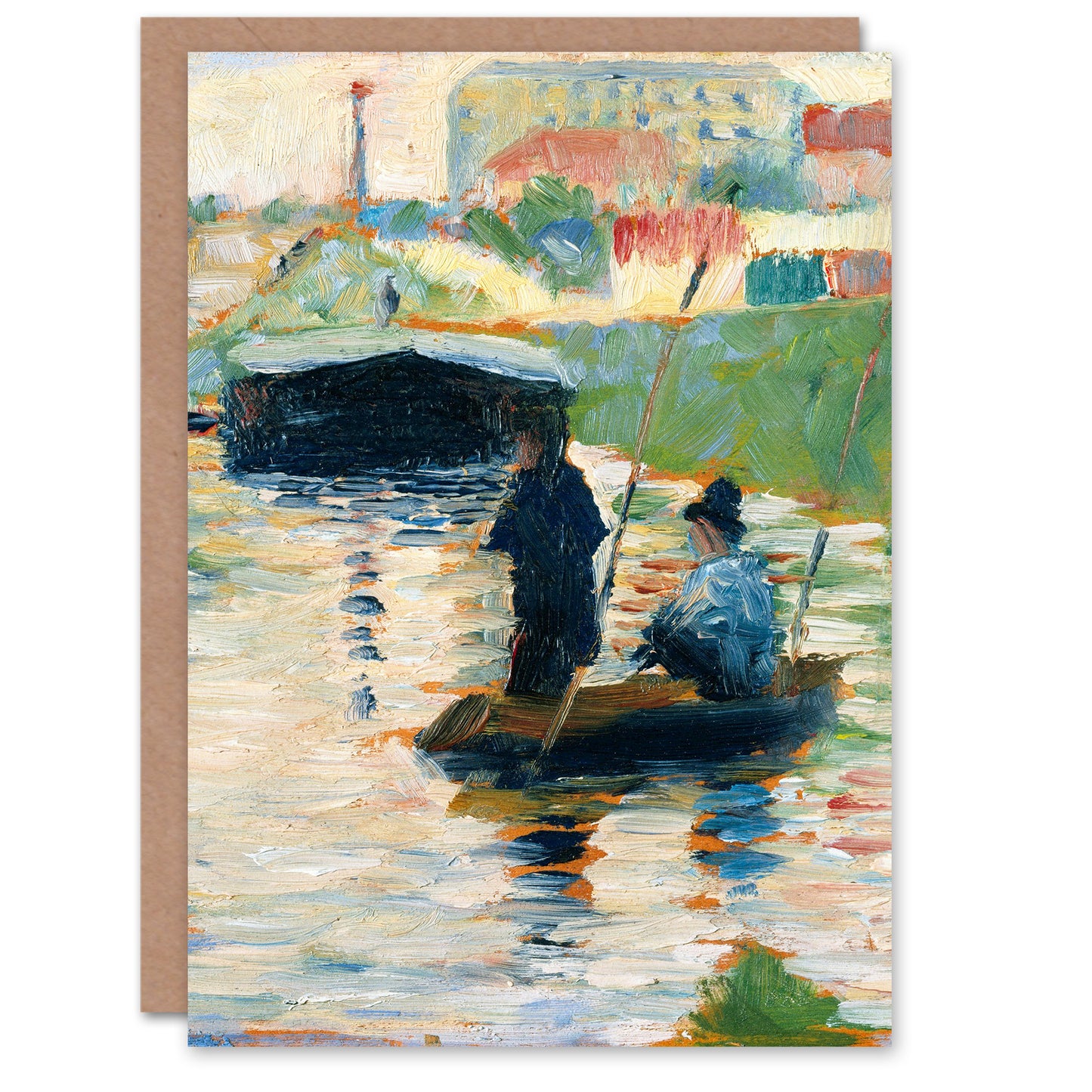 Georges Seurat Fishermen View of the Seine Greetings Card