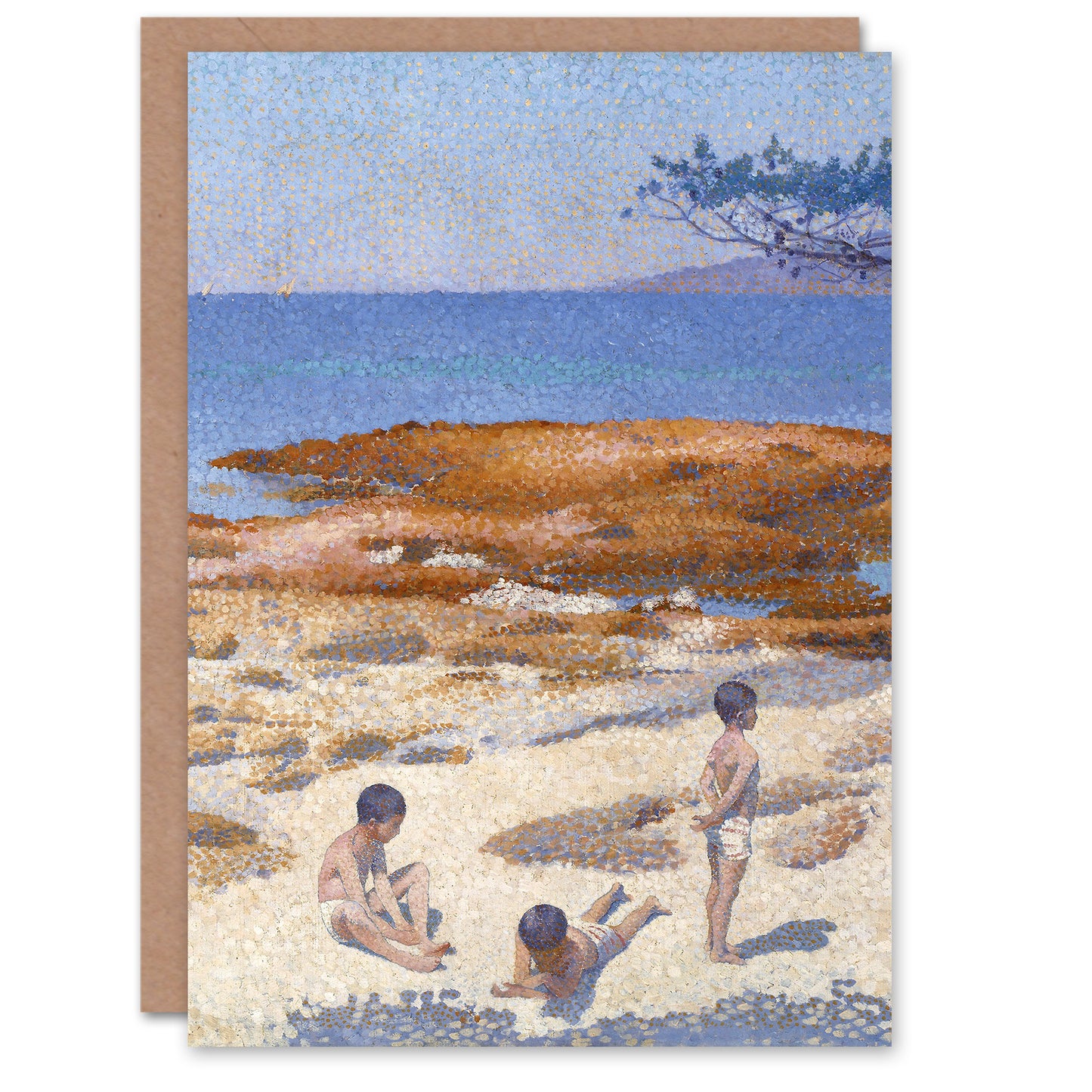 Henri Edmond Cross Beach at Cabasson Seaside Greetings Card