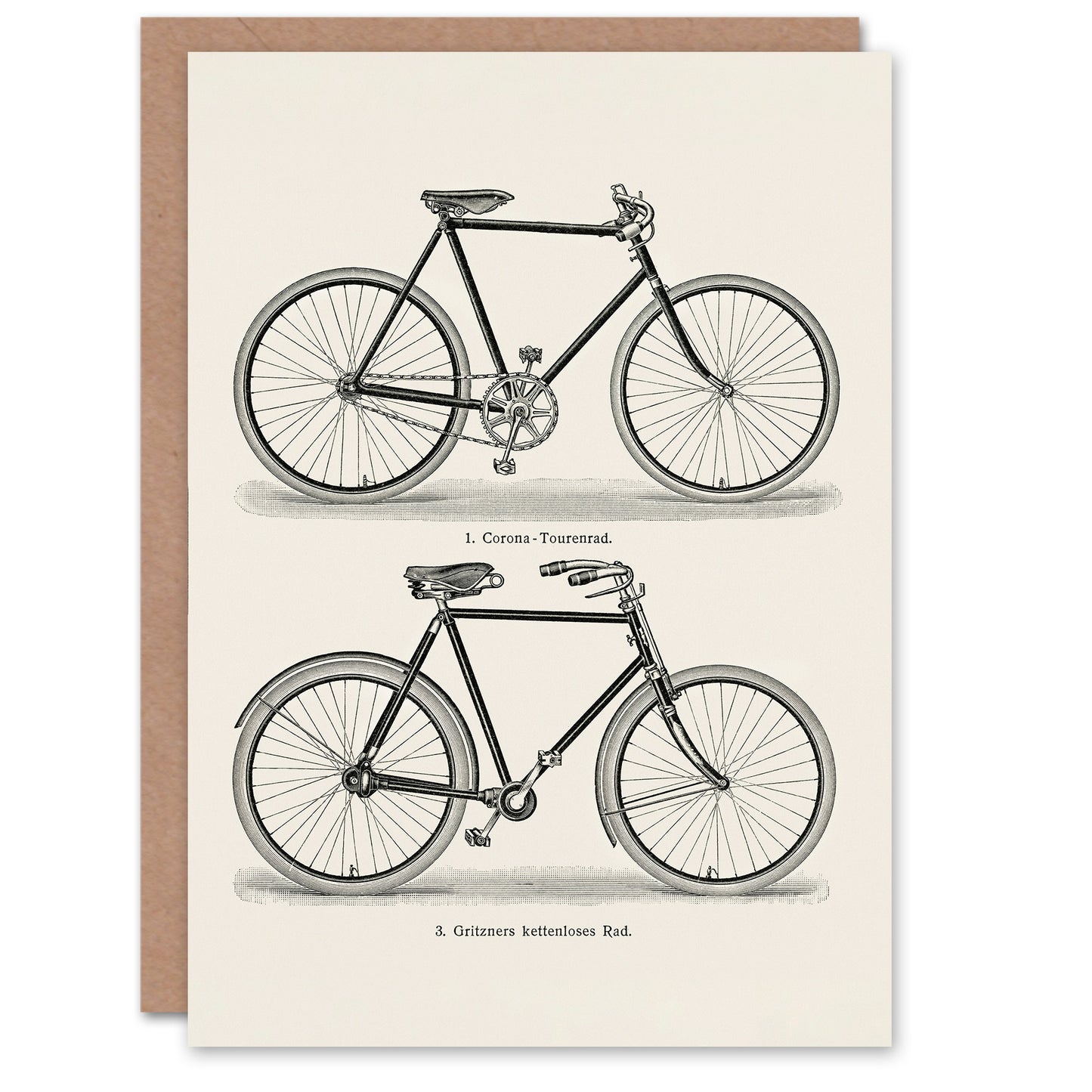 Meyers Lexikon Vintage Bicycle Illustration Greetings Card