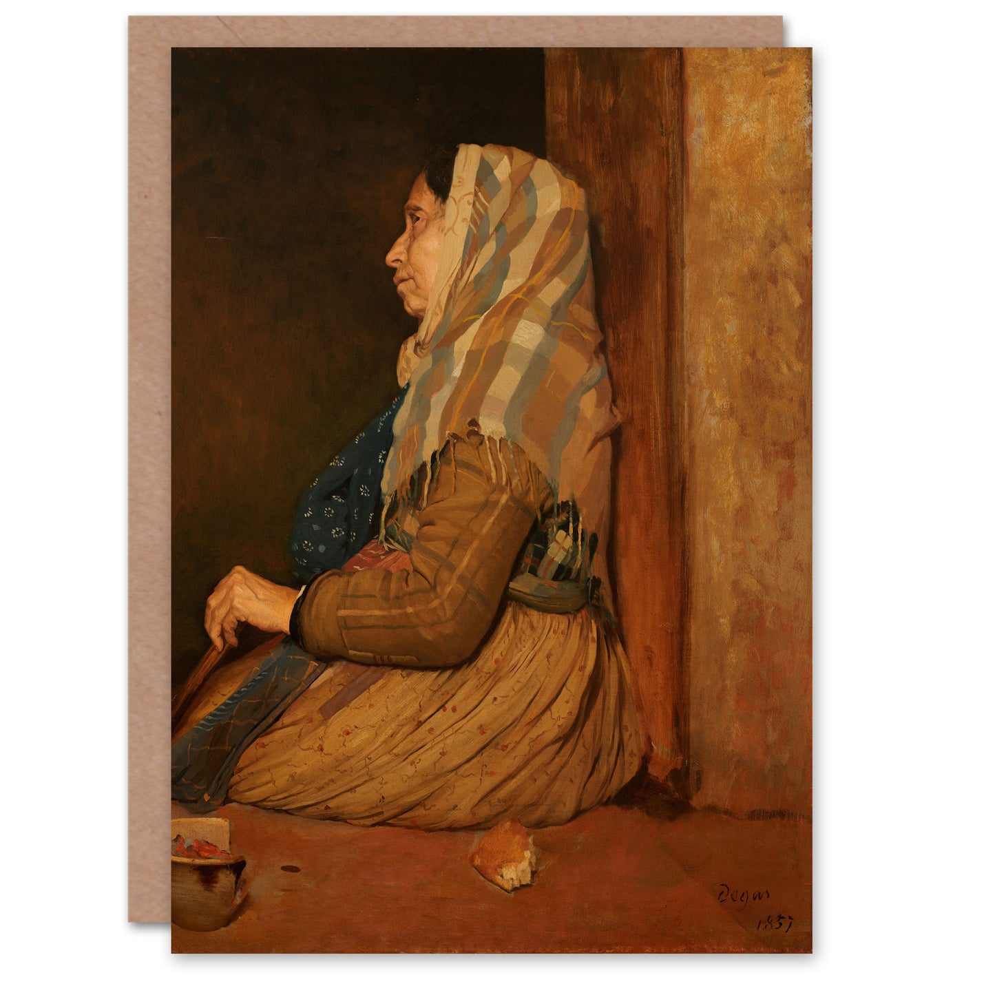 Edgar Degas Art Card A Roman Beggar Woman Portrait