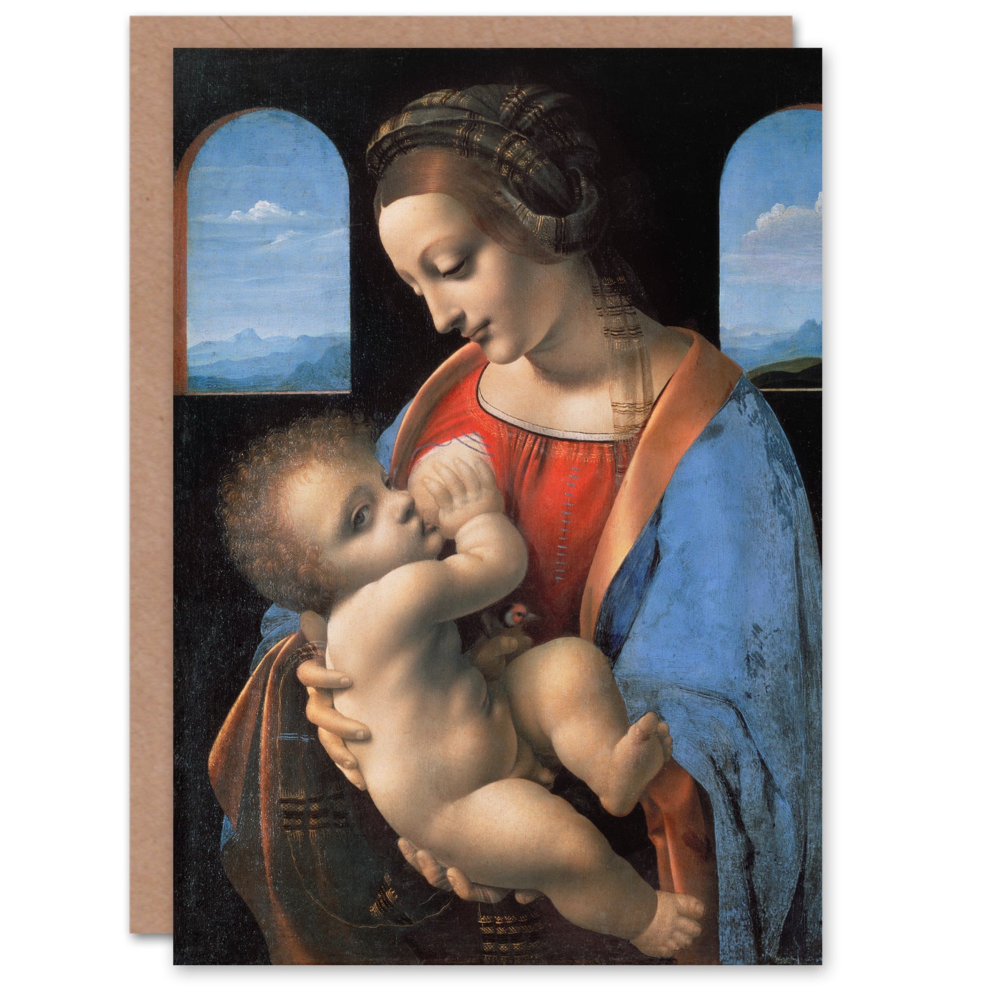 Leonardo da Vinci Art Card Madonna Litta Virgin Mary