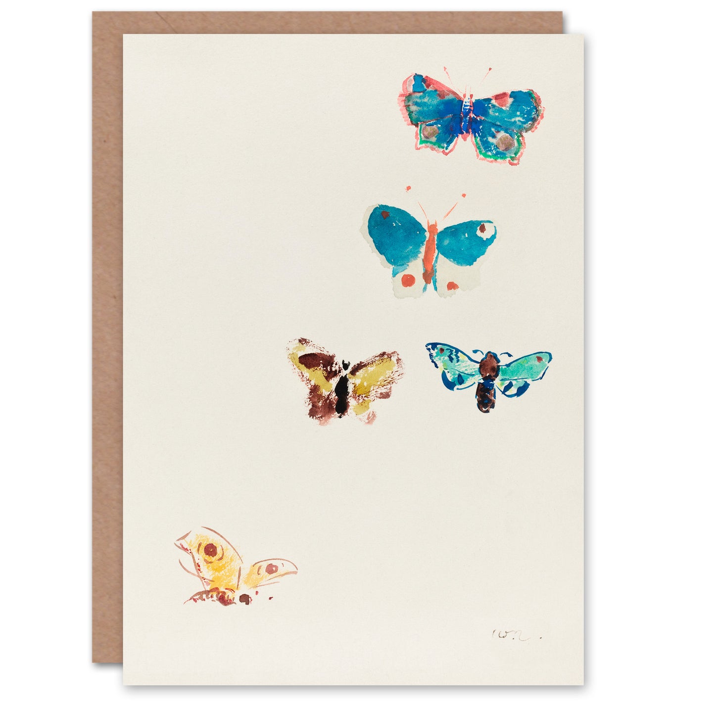 Odilon Redon Art Card Five Butterflies Watercolour Painting