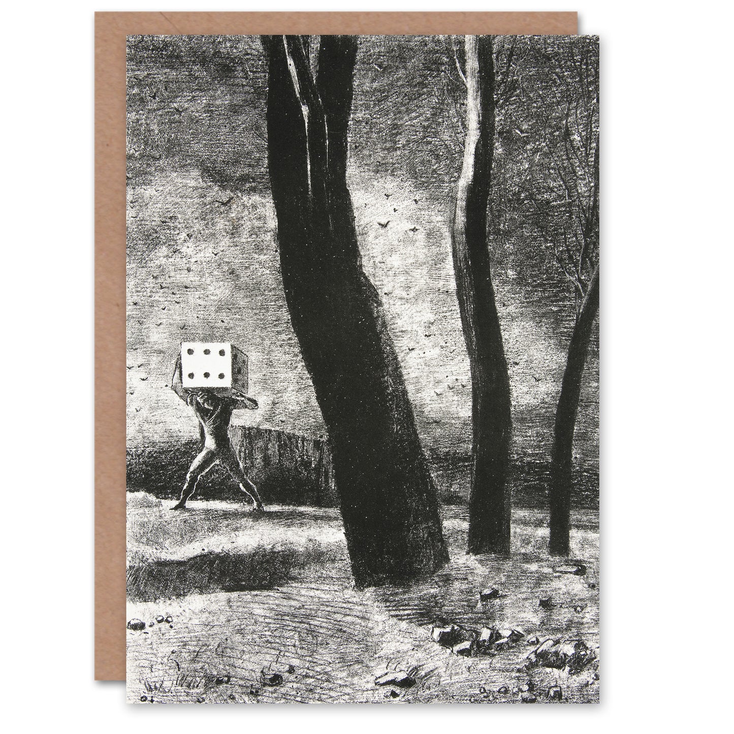 Odilon Redon Art Card The Gambler Charcoal Painting
