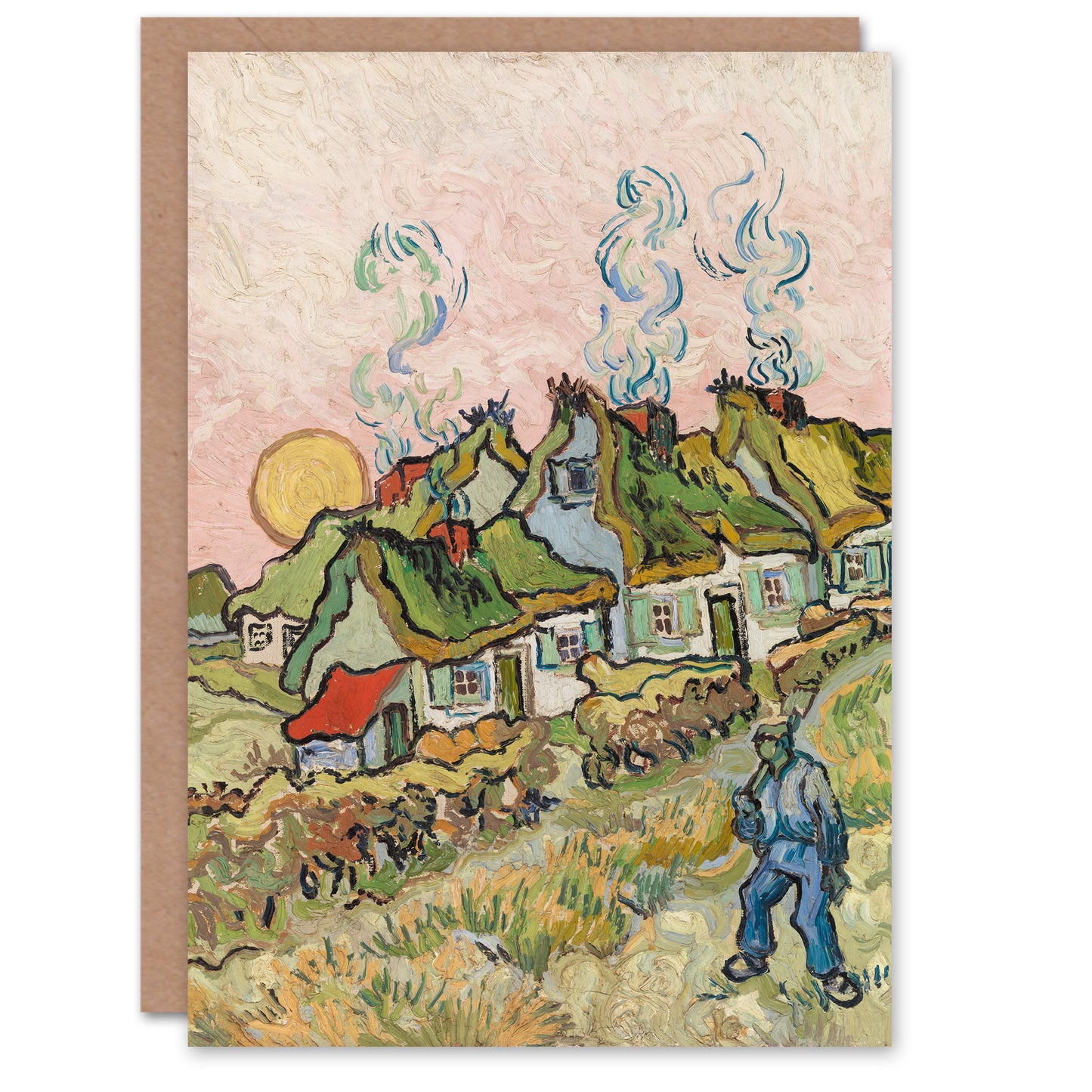 Vincent van Gogh Art Card Houses and Figure Painting