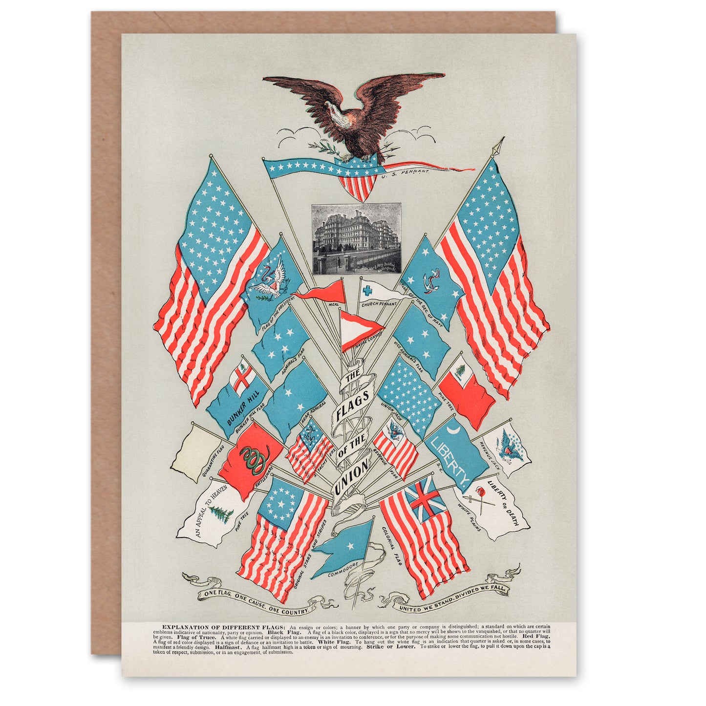 Vintage 1901 Art Card Flags of the American Union