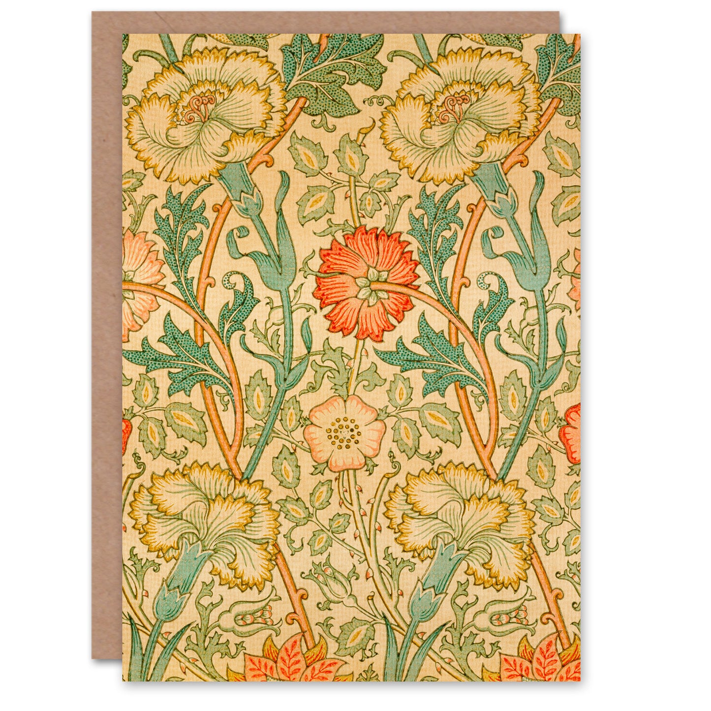 William Morris Art Card Pink Carnations and Roses