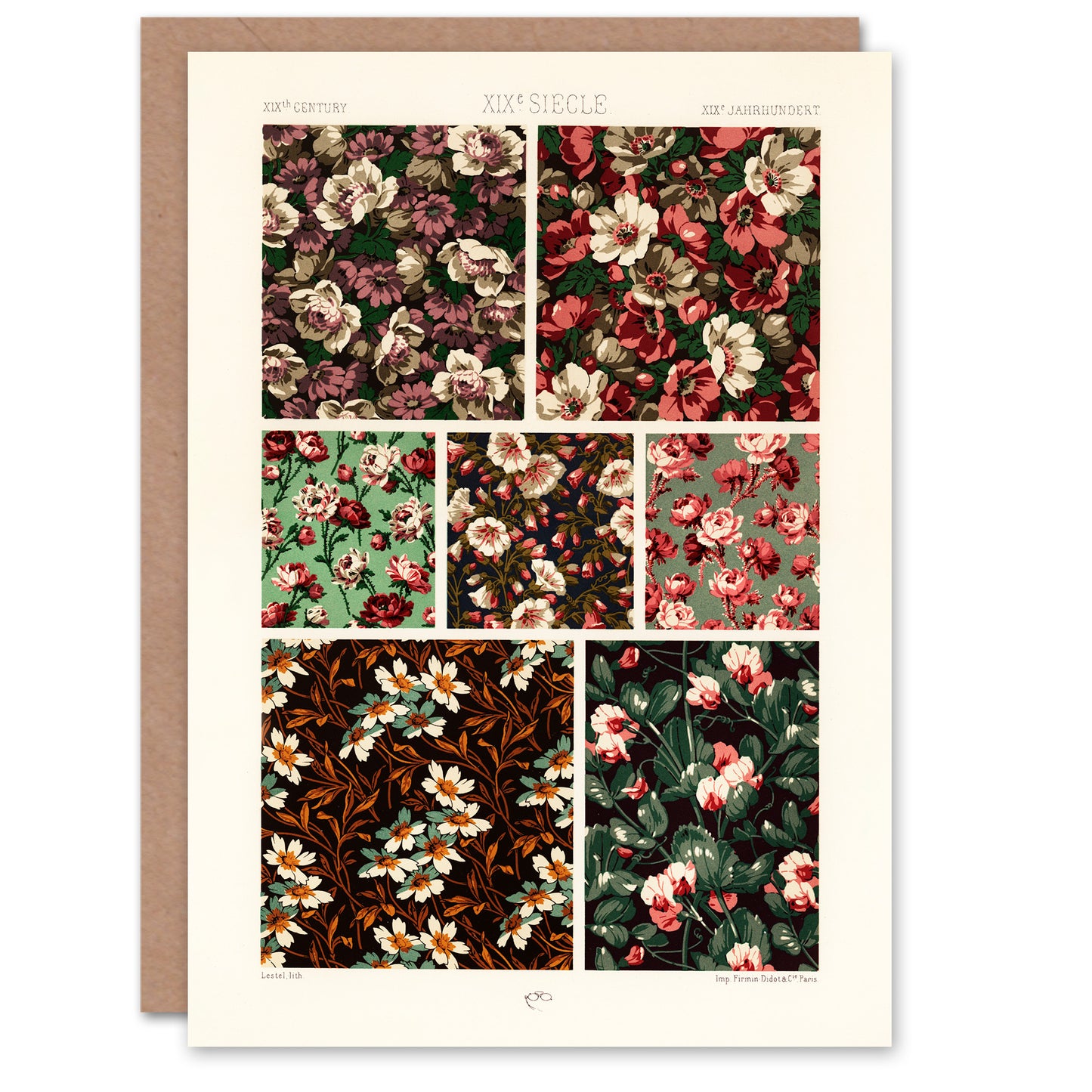 Albert Racinet Art Card Pink Green Floral Patterns