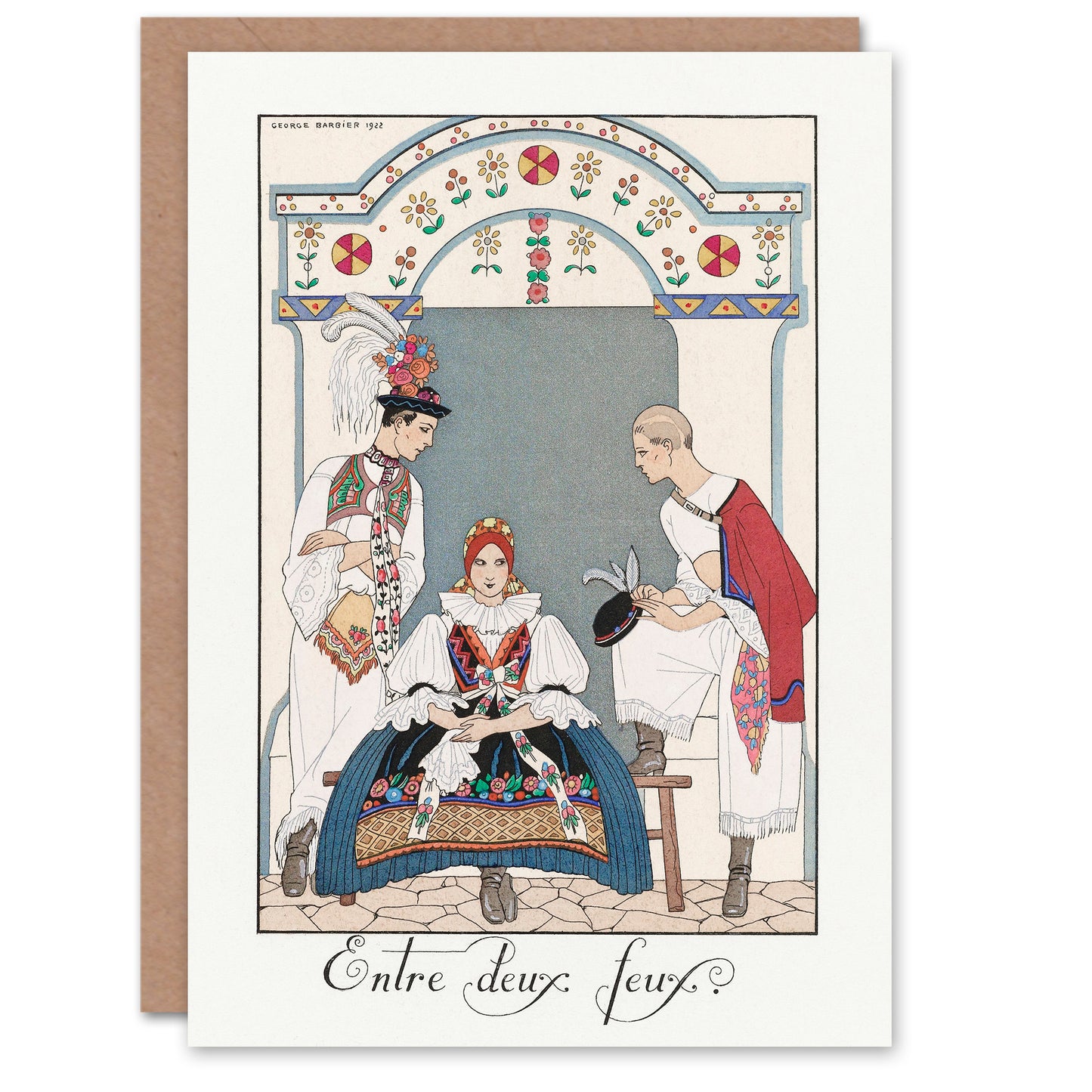 George Barbier Art Card Between Two Flames Vintage Czech Fashion
