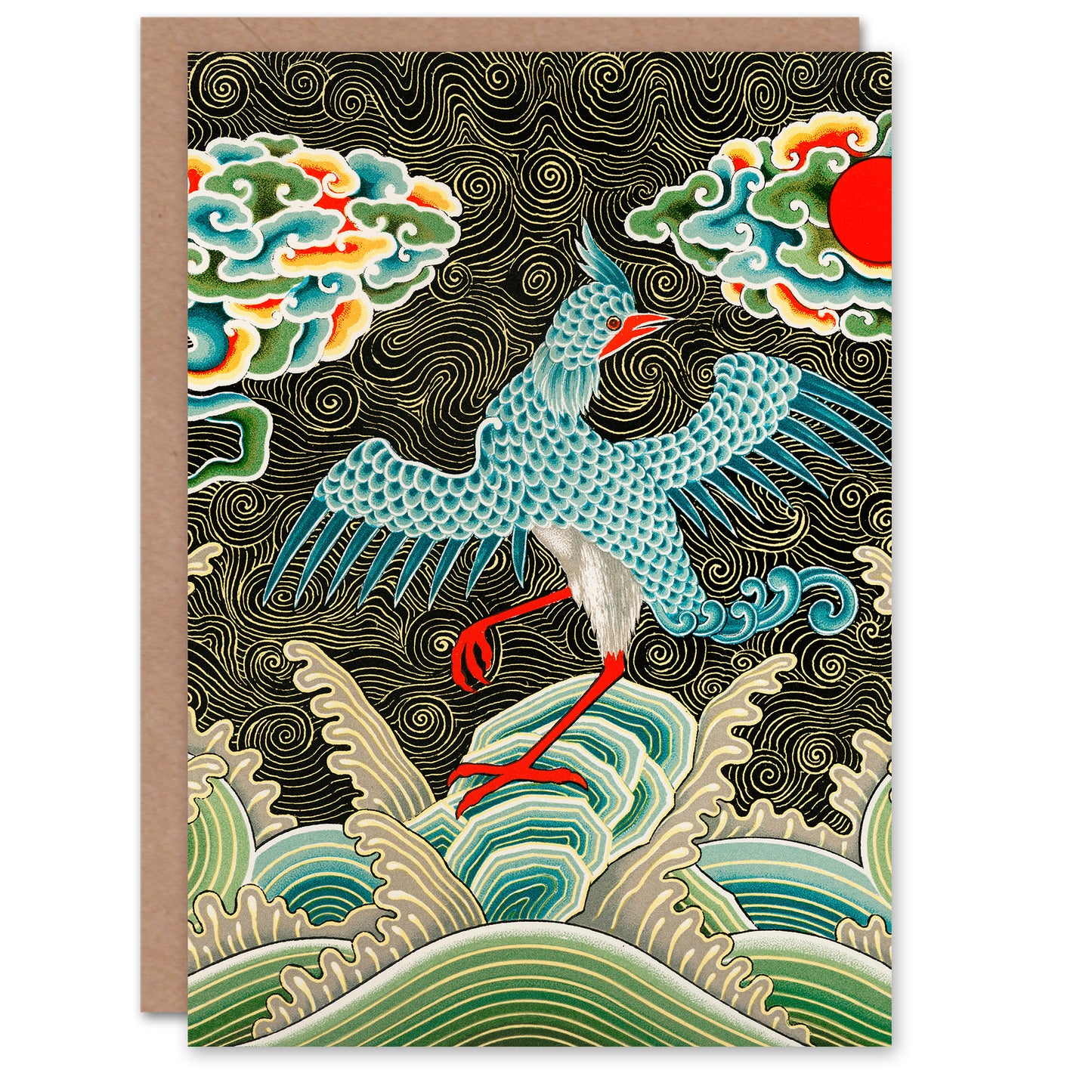 Albert Racinet Art Card Sea Storm Bird Chinese Pattern Detail