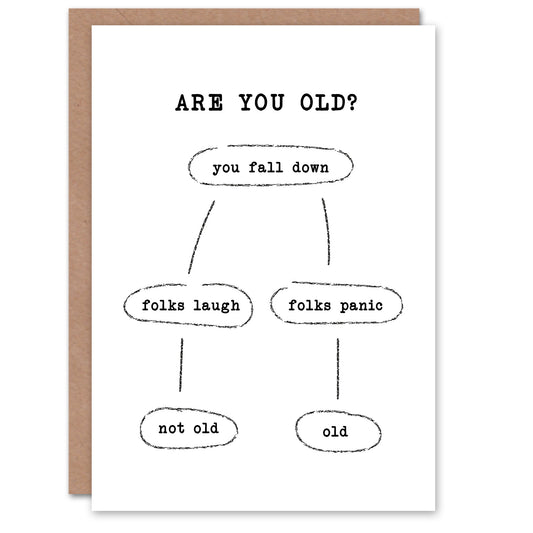 Are You Old Fall Down Reaction Flow Chart Funny Birthday Card