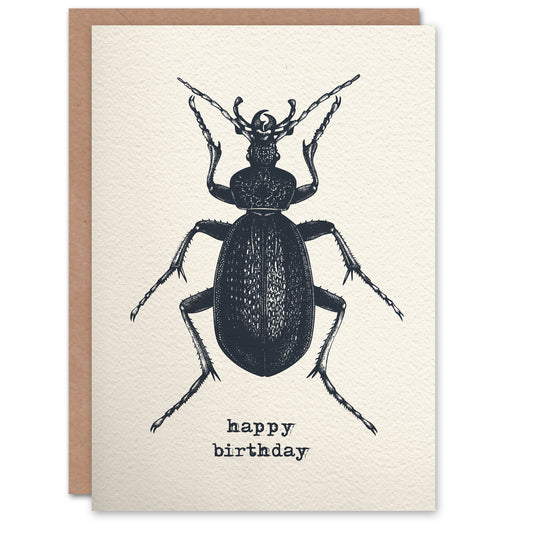 Beetle Drawing Vintage Style Creepy Crawly Birthday Card