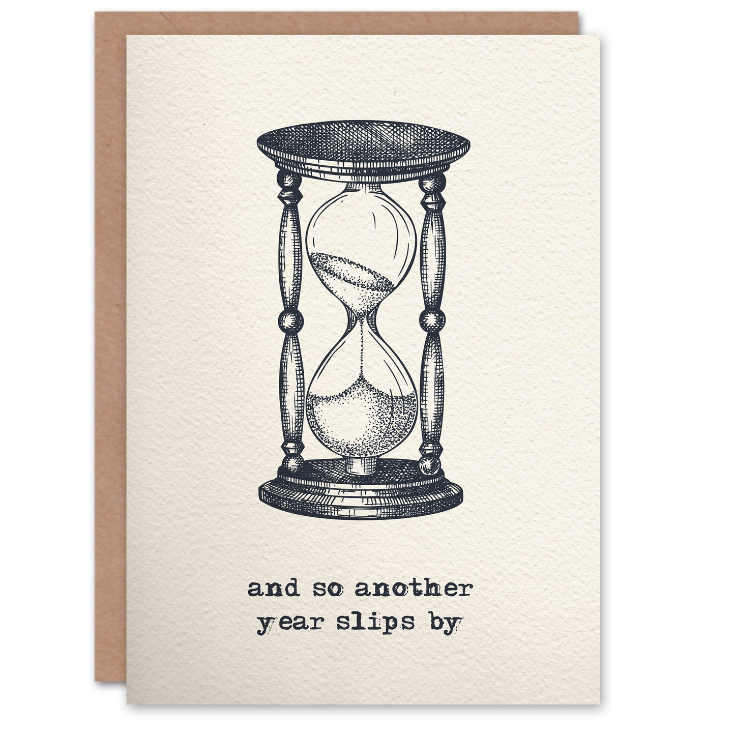 Retro Hourglass Drawing Another Year Slips By Birthday Card