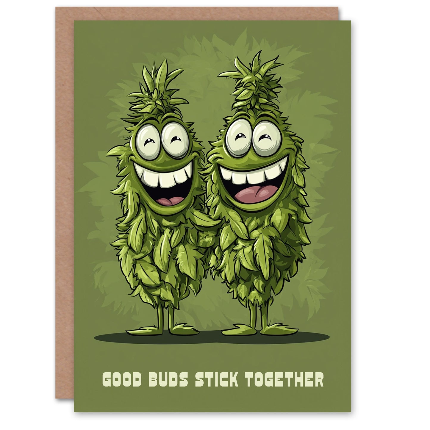 Good Buds Stick Together Funny Cartoon Design Stoner Art Card