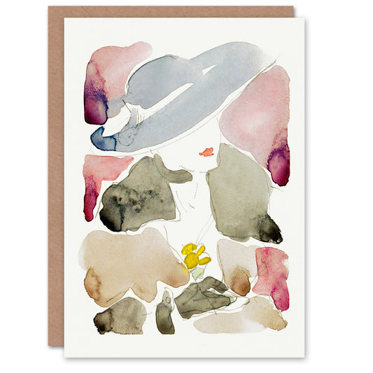 Reijer Stolk Art Card Woman With a Hat Abstract Watercolour