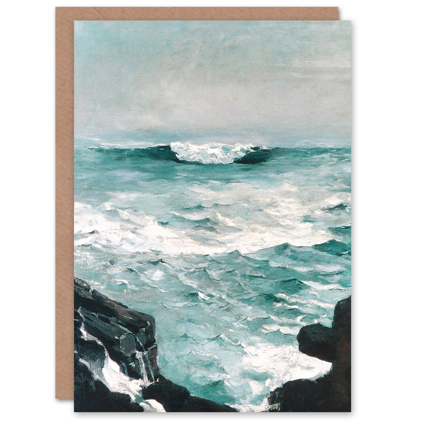 Winslow Homer Art Card Cannon Rock Storm Seascape Painting