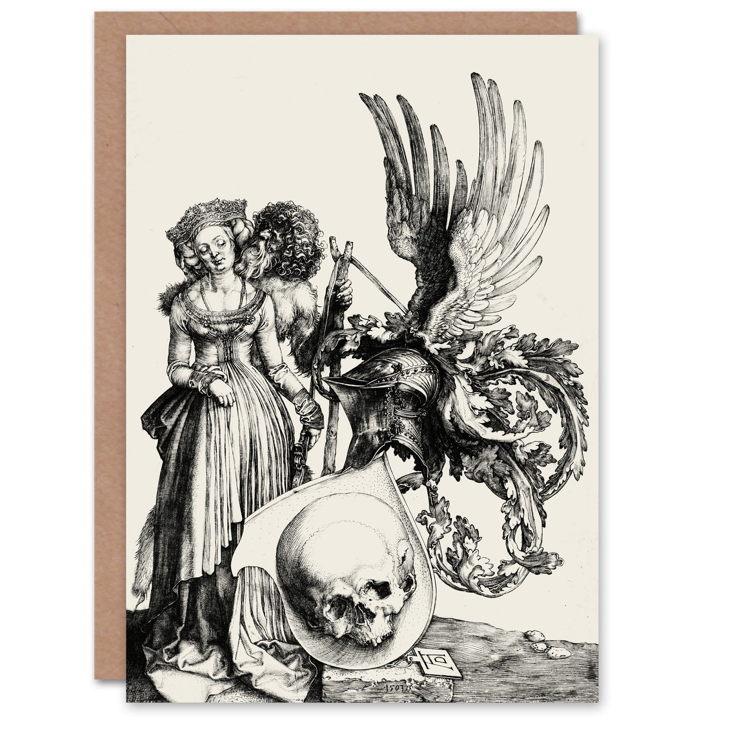 Albrecht Durer Art Card Coat of Arms with a Skull