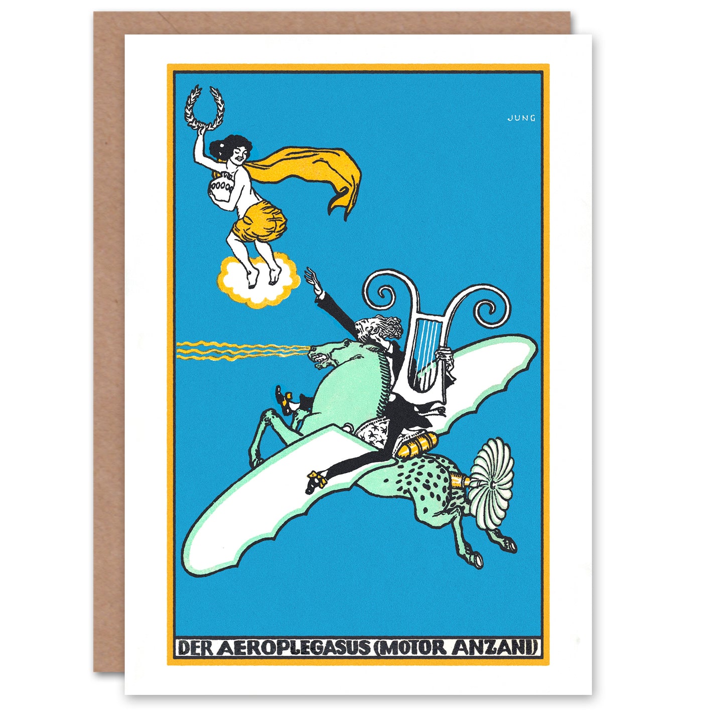 Moriz Jung Art Card The Aeroplegasus Anzani Engines Advert