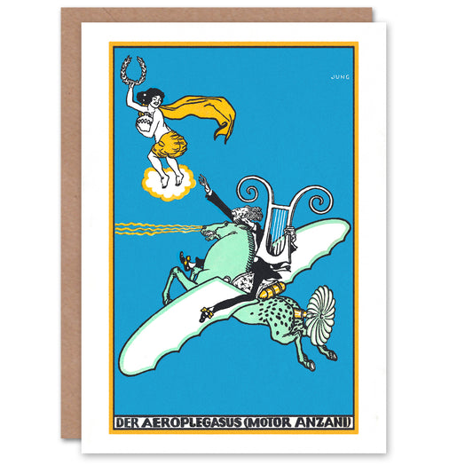 Moriz Jung Art Card The Aeroplegasus Anzani Engines Advert