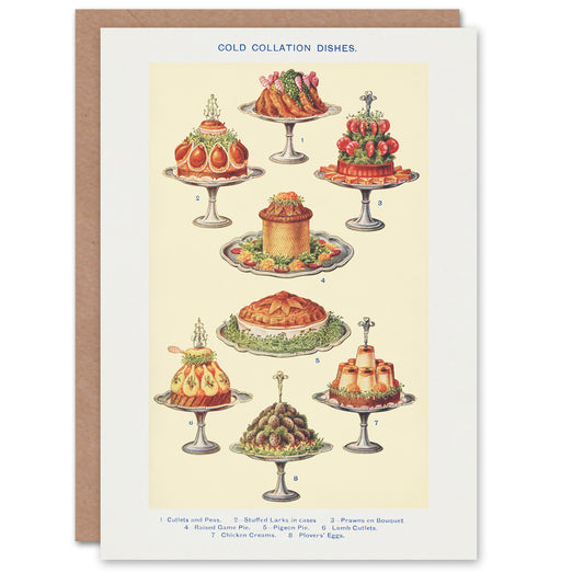 Mrs Beeton Household Management Art Card Cold Collation Dishes