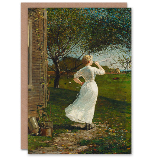 Winslow Homer Art Card Blowing the Dinner Horn Oil Painting