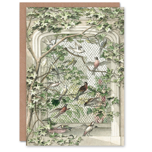 Aert Schouman Art Card Aviary with Fourteen Birds