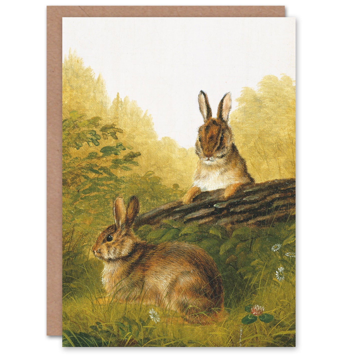 Arthur Fitzwilliam Tait Art Card Rabbits on a Log Oil Painting