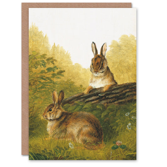 Arthur Fitzwilliam Tait Art Card Rabbits on a Log Oil Painting
