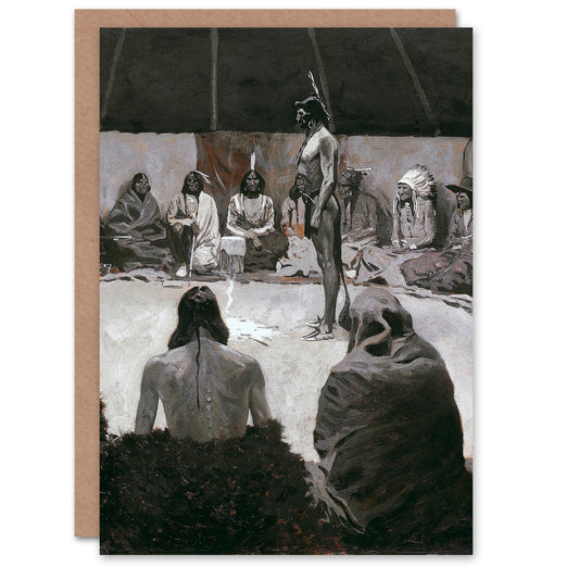Frederic Remington Art Card Native American Council Tent