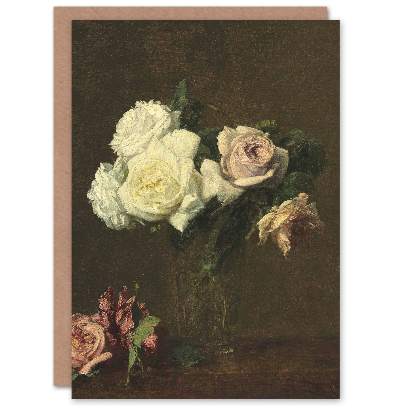 Henri Fantin Latour Art Card White and Pink Roses