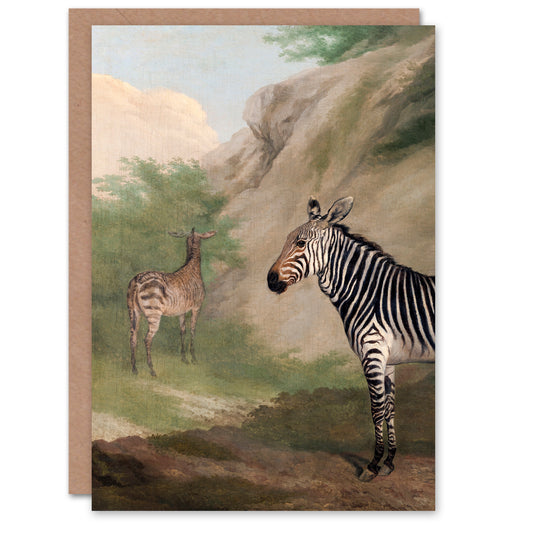J L Agasse Art Card Two Zebras in a Rocky Landscape