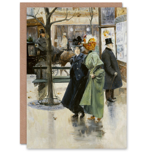 Abel Truchet On the Boulevards Parisian Street View Art Greeting Card