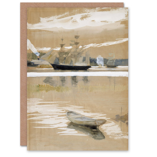 Albert Edelfelt Seascape View From the Pier Art Greeting Card
