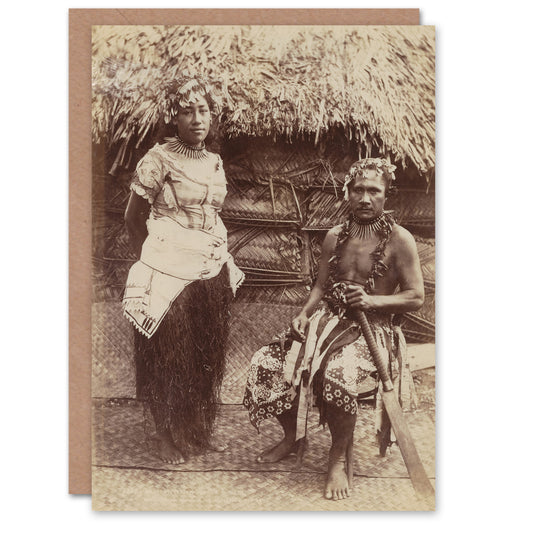 Burton Brothers Samoan Chief Justice and His Wife Art Greeting Card
