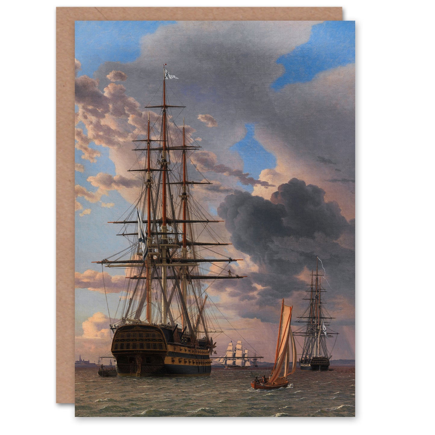 CW Eckersberg The Russian Liner Asow and a Frigate Art Greeting Card