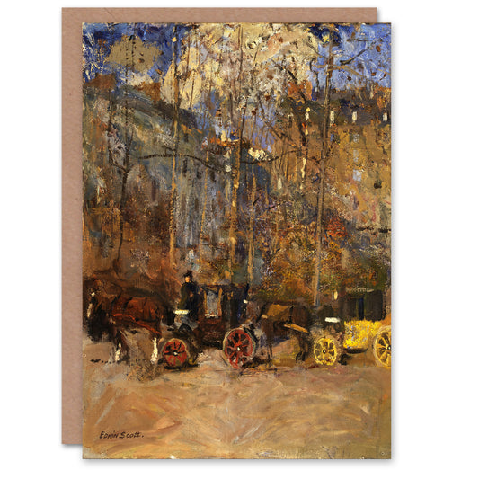 Frank Edwin Scott Horse Drawn Carriages Cabs Art Greeting Card