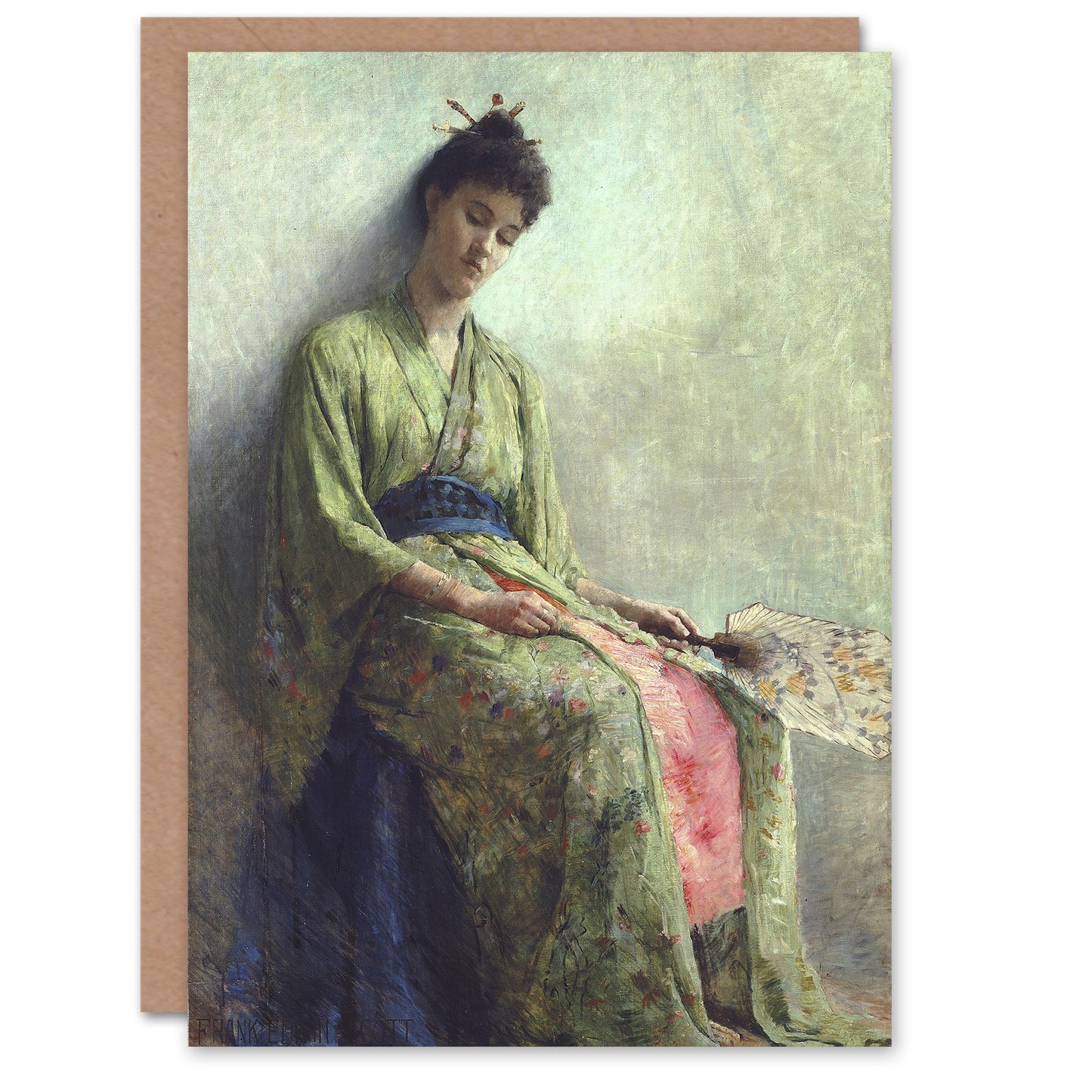 Frank Edwin Scott Somnolence Sleeping Woman Portrait Art Greeting Card