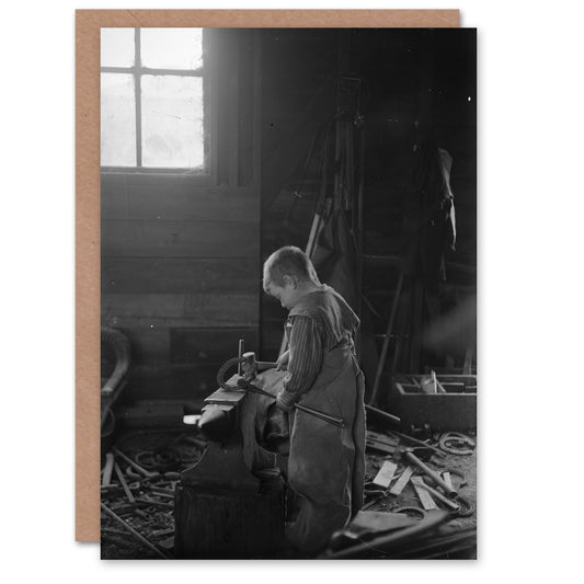 Fred Brockett Blacksmiths Apprentice Boy Photograph Art Greeting Card
