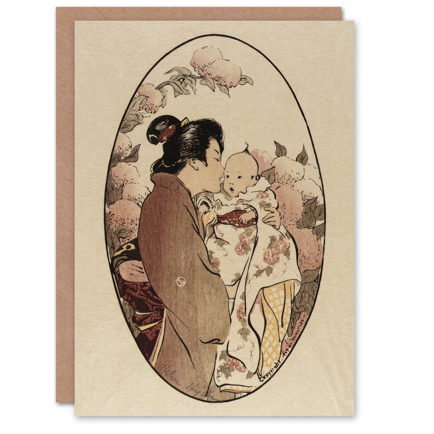 Helen Hyde The Secret Japanese Mother and Child Art Greeting Card