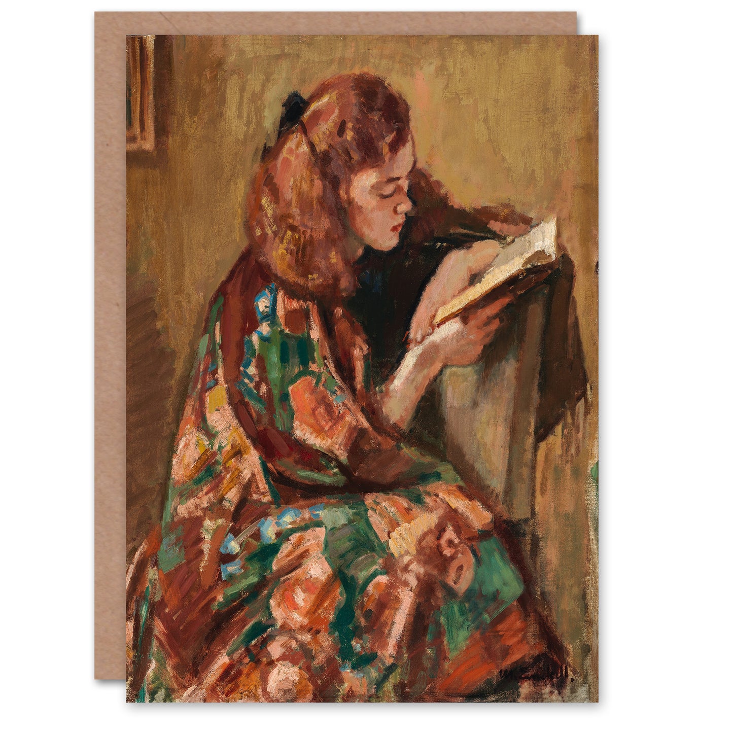 Magnus Enckell Portrait of a Girl Reading Art Greeting Card