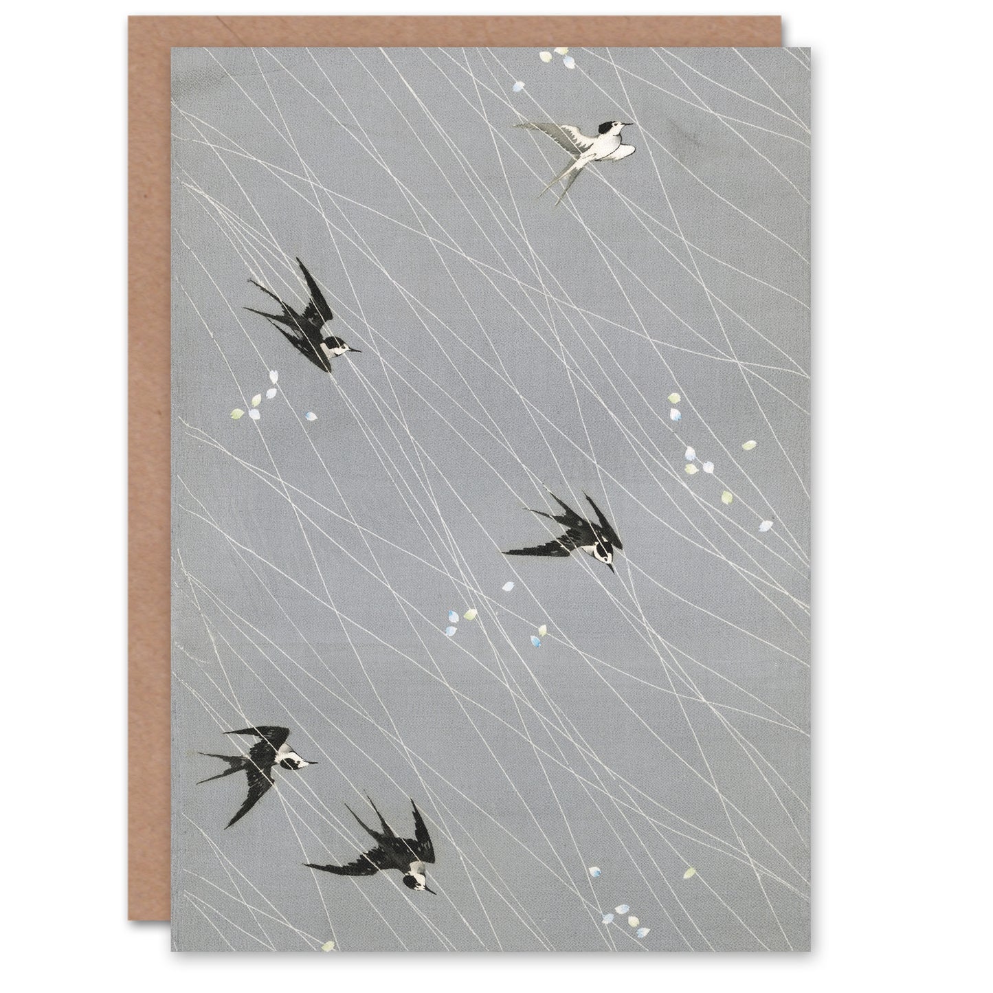 Nampei Swallows Birds Vintage Japanese Illustration Art Greeting Card