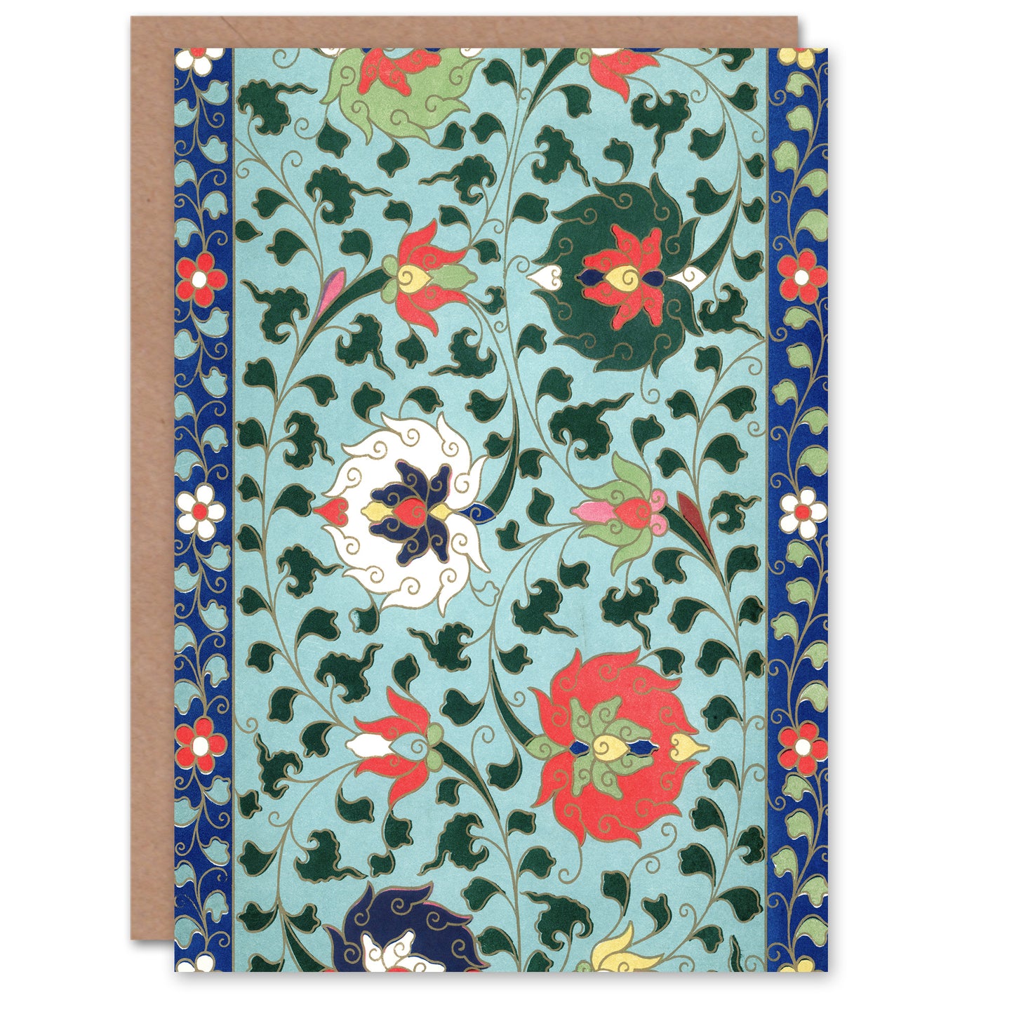Owen Jones Vibrant Chinese Floral Pattern Art Greeting Card