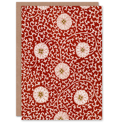 Owen Jones Floral Filigree Pattern in Red Art Greeting Card